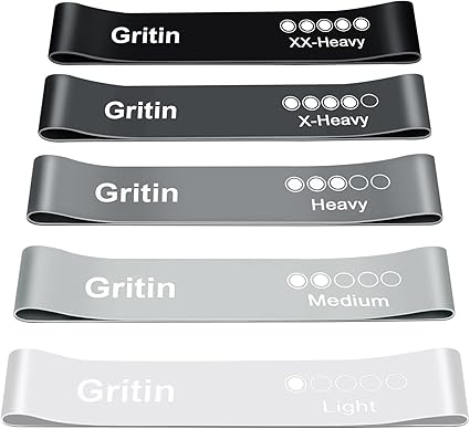 Gritin 5-Pack Resistance Loop Bands – Skin-Friendly & Travel-Ready