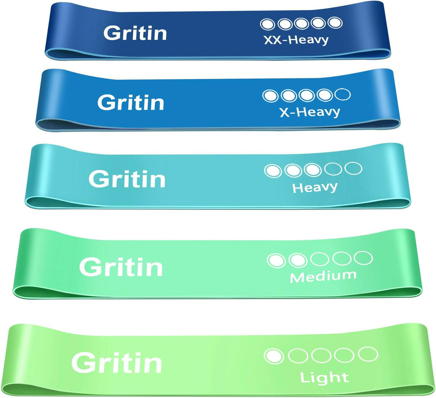 Gritin 5-Pack Resistance Loop Bands – Skin-Friendly & Travel-Ready