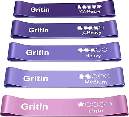Gritin 5-Pack Resistance Loop Bands – Skin-Friendly & Travel-Ready