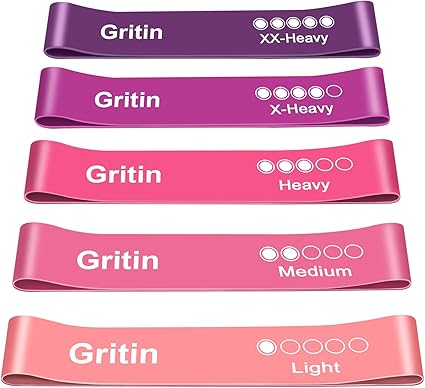 Gritin 5-Pack Resistance Loop Bands – Skin-Friendly & Travel-Ready